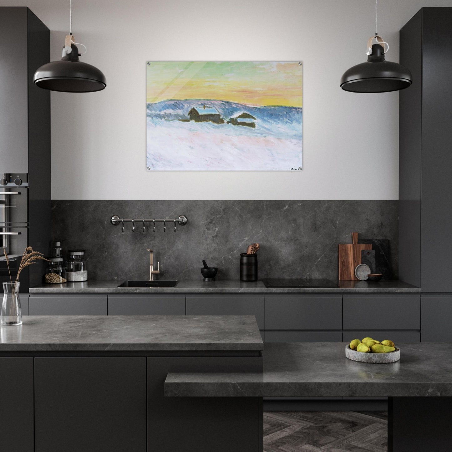 Paysage of Norway, the Blue Houses - claude monet Acrylic Print - 70x100 cm / 28x40″ inches