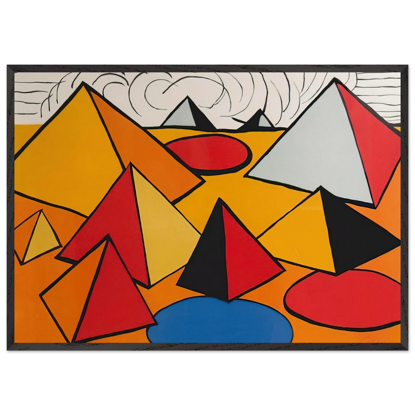 PRYAMIDS AND CLOUDS 1970 - Alexander Calder Framed Art Print – Black Wooden Frame - Default Title - -Framed Art Print