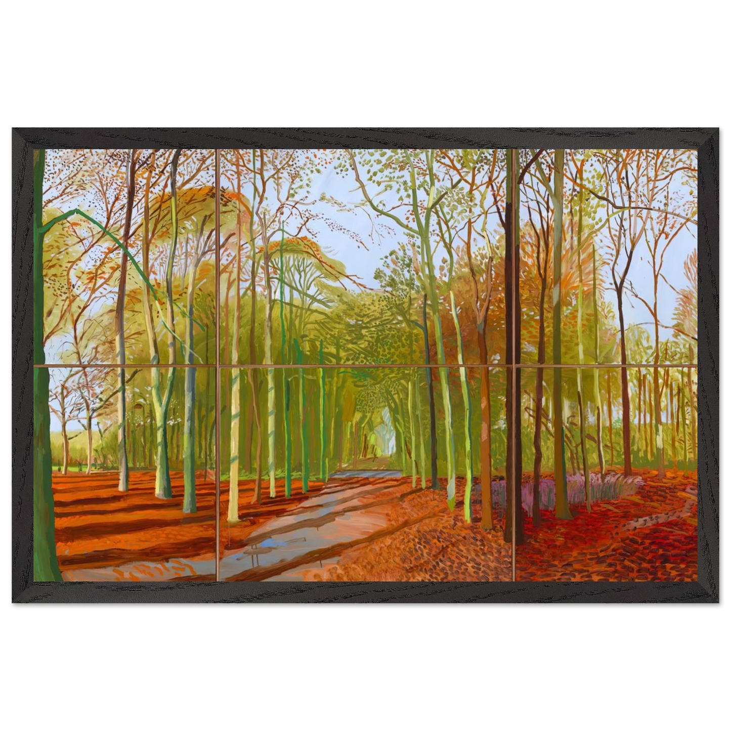 David Hockney - Woldgate Woods, 21, 23 & 29 November 2006 - 60x80 cm / 24x32 inches - Premium Wooden Framed Poster With Fine Art Paper-canvas - Black frame