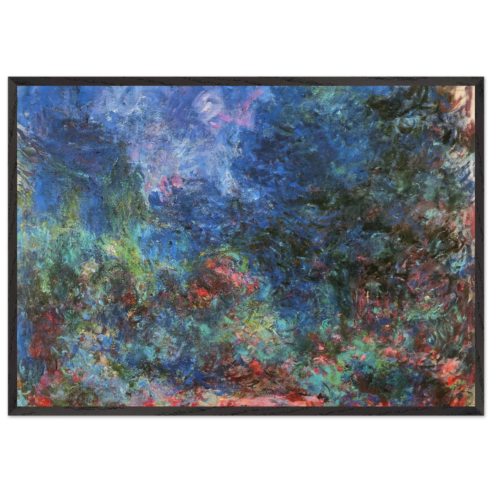 The House at Giverny Viewed from the Rose Garden - claude monet 70x100 cm / 28x40 inches Framed Art Print – Black Wooden Frame