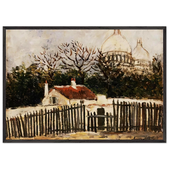 SACRE COEUR 2 - Maurice Utrillo 70x100 cm / 28x40 inches Framed Art Print – Black Wooden Frame