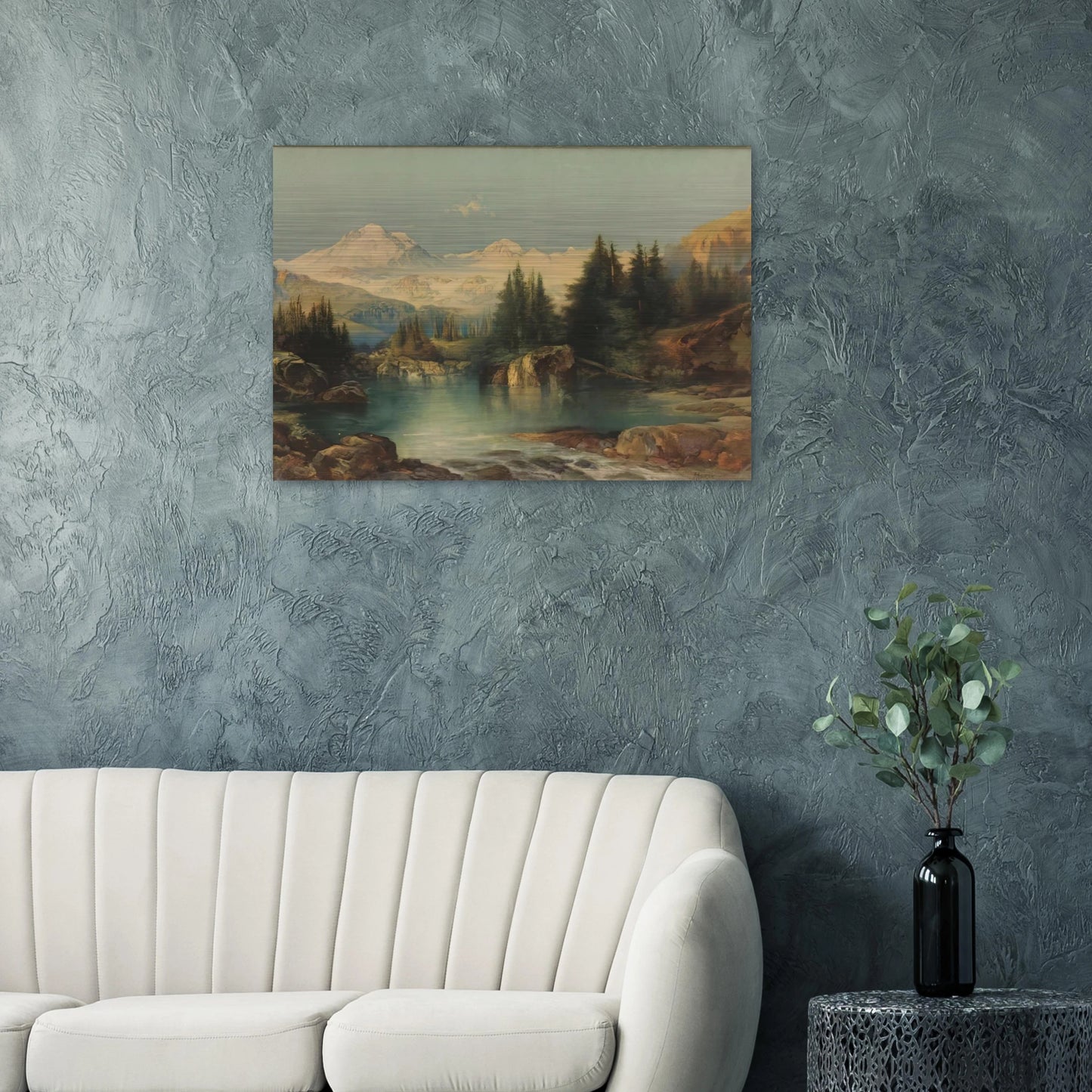 View of the Rocky Mountains - Thomas Moran Brushed Aluminum Print - 70x100 cm / 28x40 inches | Thomas Moran Aluminum Print | Thomas Moran Prints