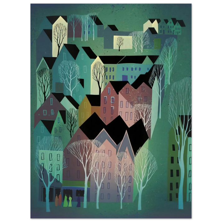 Eyvind Earle - Village 75x100 cm / 30x40inches Fine Art Poster