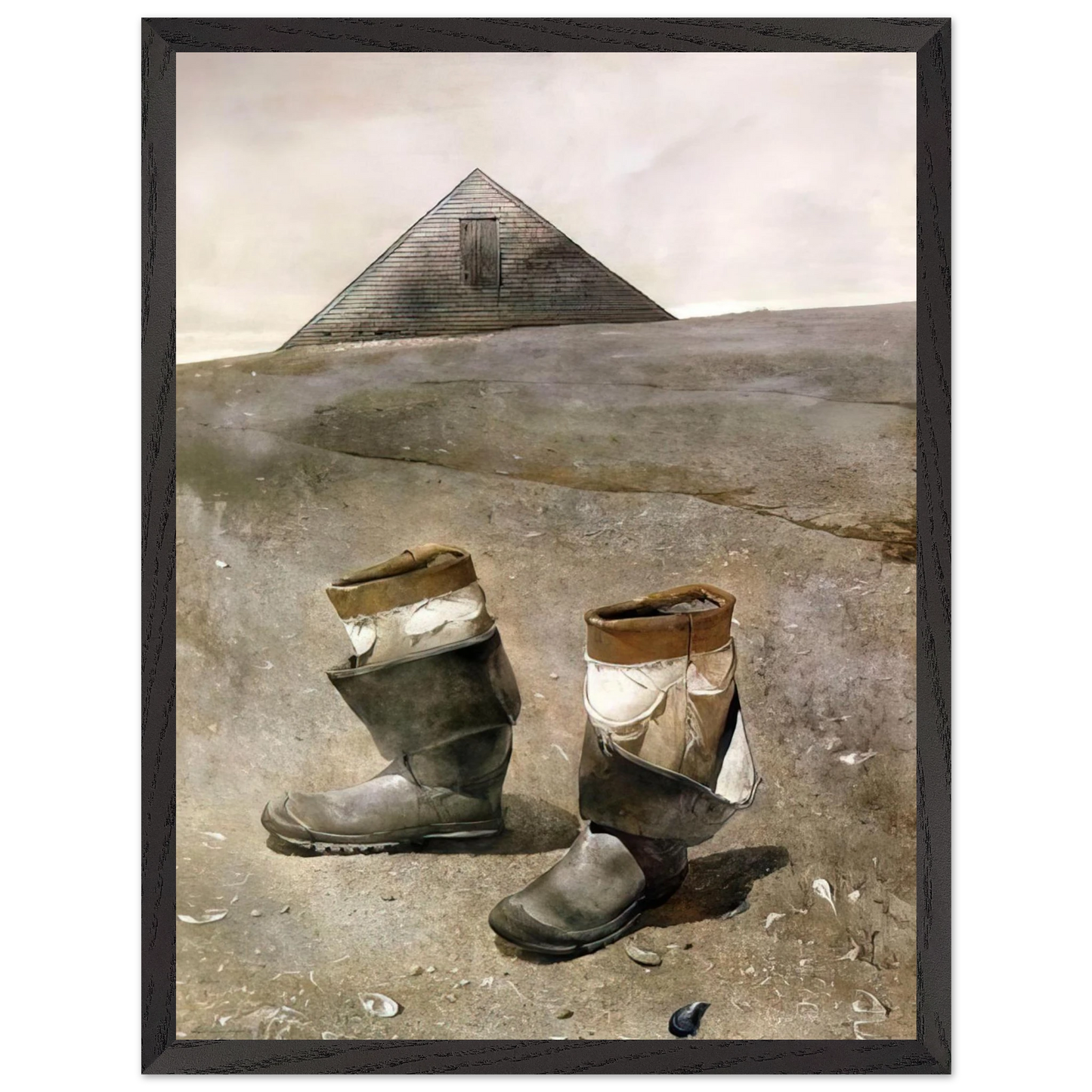Andrew Wyeth - SEA BOOTS Wall Art - 60x80 cm / 24x32 inches - Premium Wooden Framed Poster With Fine Art Paper - Wood frame