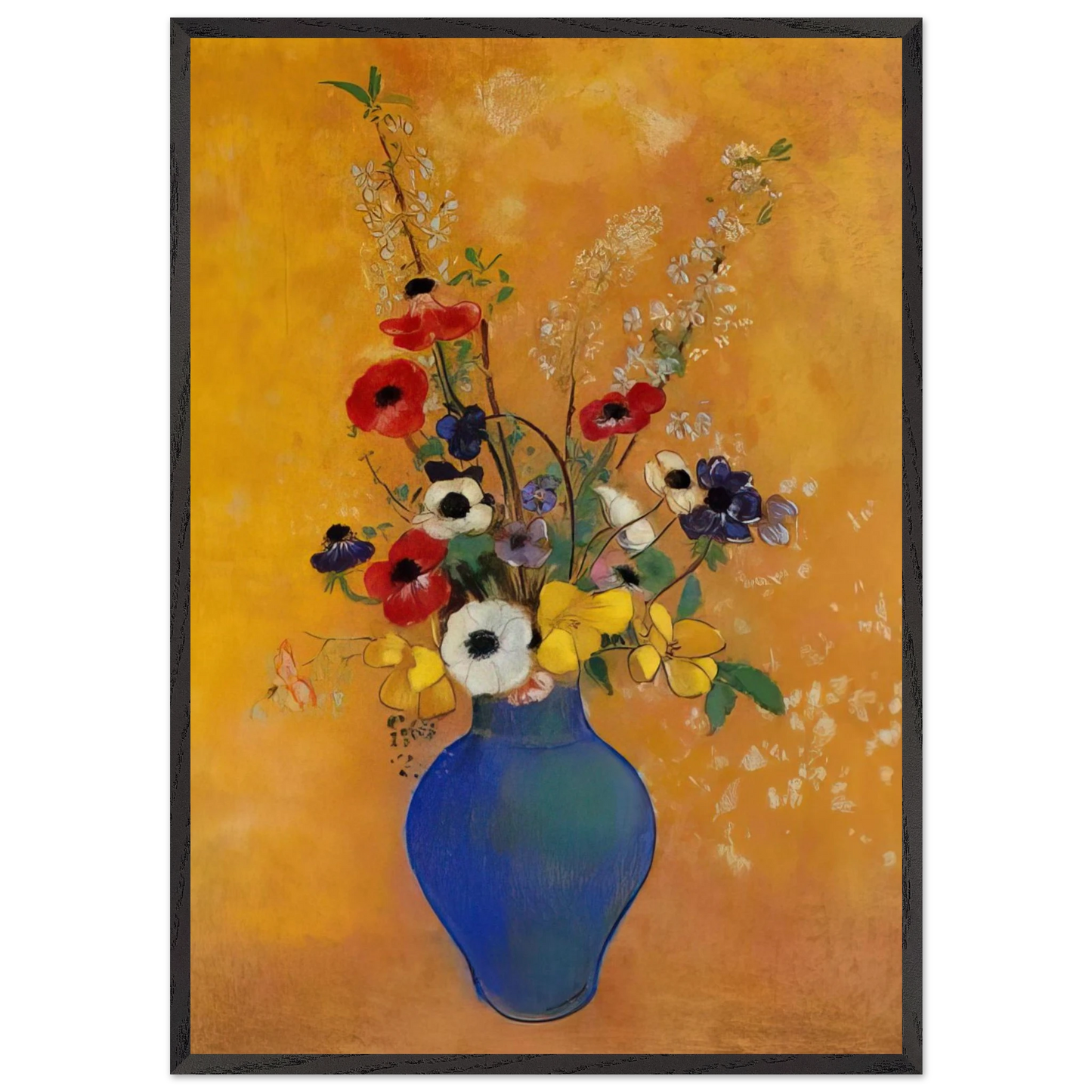 VASE OF FLOWERS 4 - Odilon Redon 70x100 cm / 28x40 inches Framed Art Print – Black Wooden Frame
