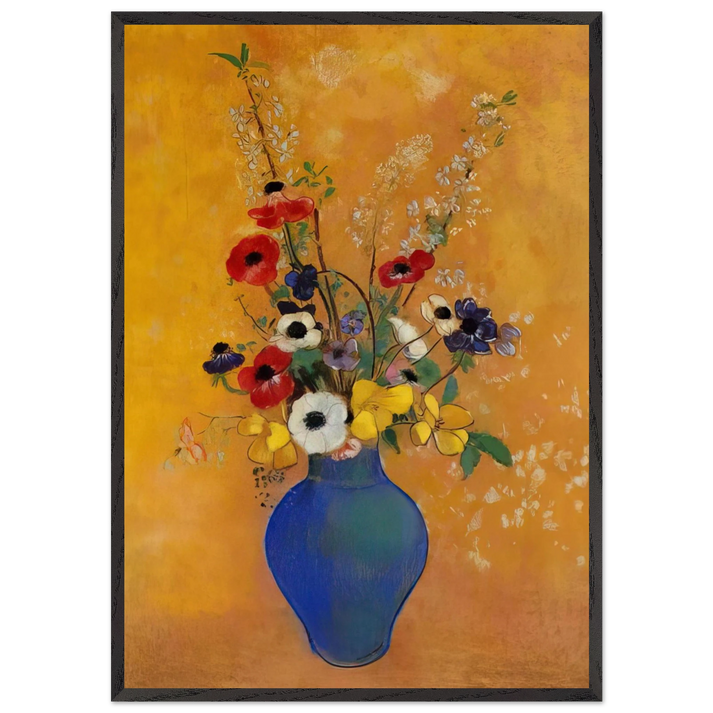 VASE OF FLOWERS 4 - Odilon Redon 70x100 cm / 28x40 inches Framed Art Print – Black Wooden Frame
