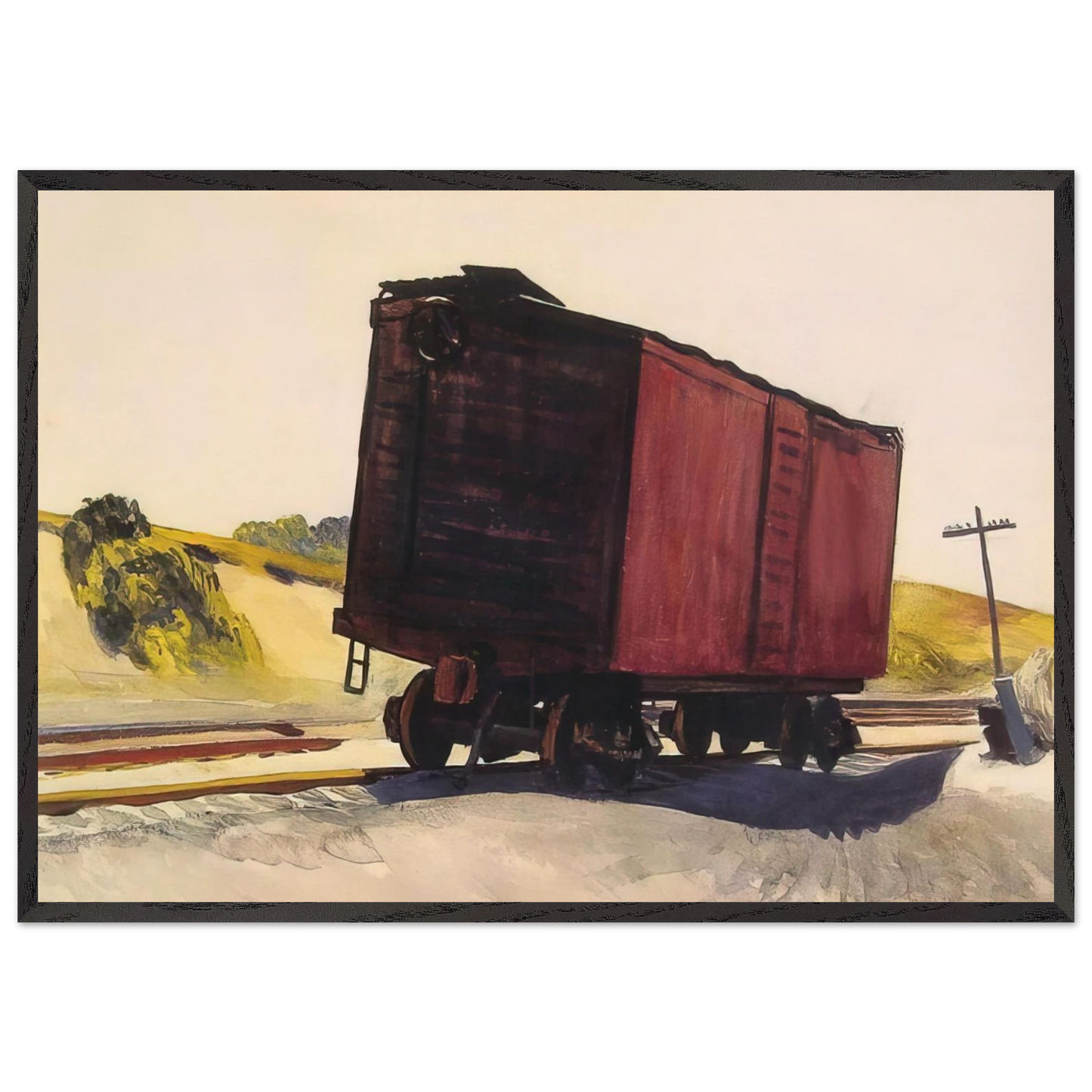 Freight Car at Truro - Edward Hopper 70x100 cm / 28x40 inches Framed Art Print – Black Wooden Frame