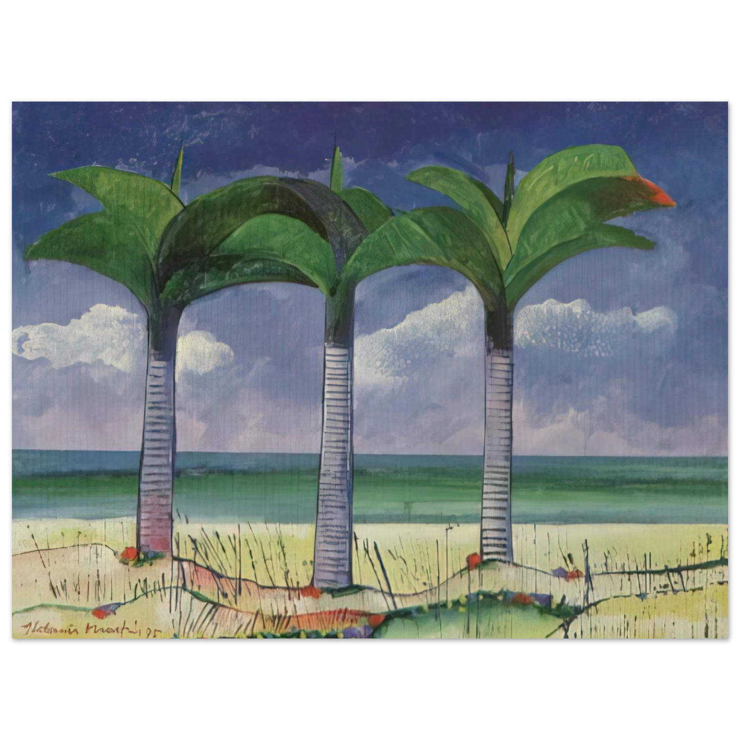 Aldemir Martins - Praia com Três Coqueiros - 1995 Fine Art Poster - Default Title