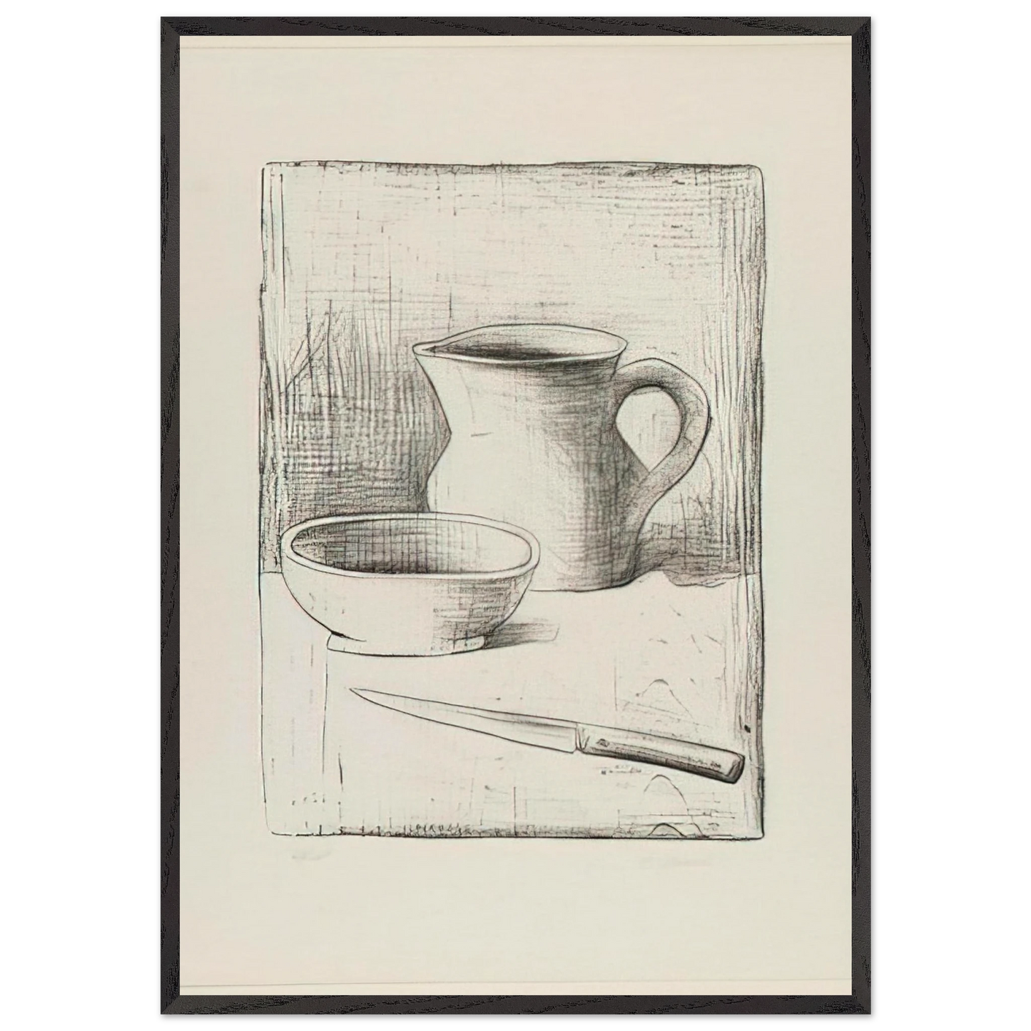 STILL LIFE 1944 - Carlo Carra 70x100 cm / 28x40 inches Framed Art Print – Black Wooden Frame