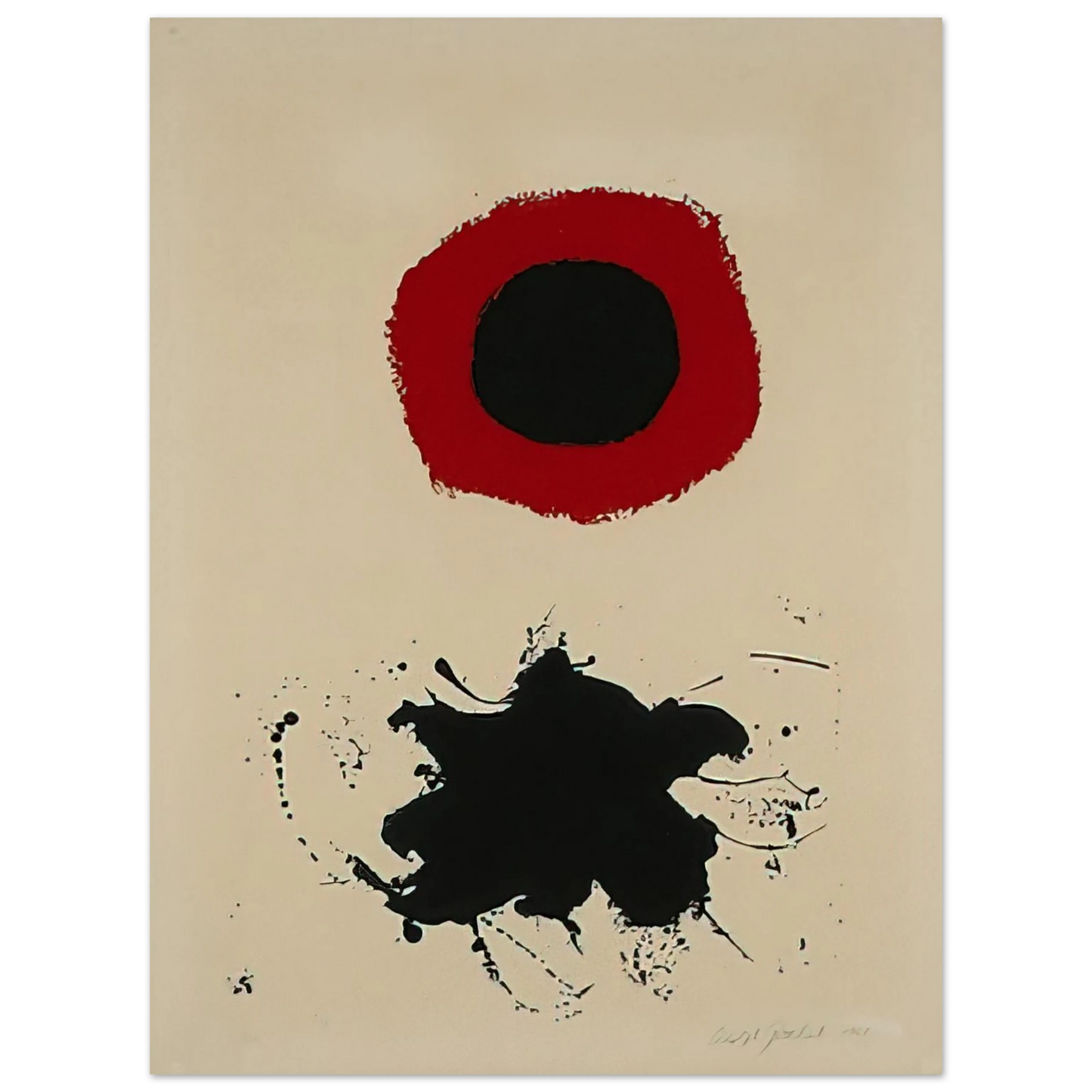 Adolph Gottlieb - White Ground-Red Halo - 1966 Fine Art Poster - Default Title