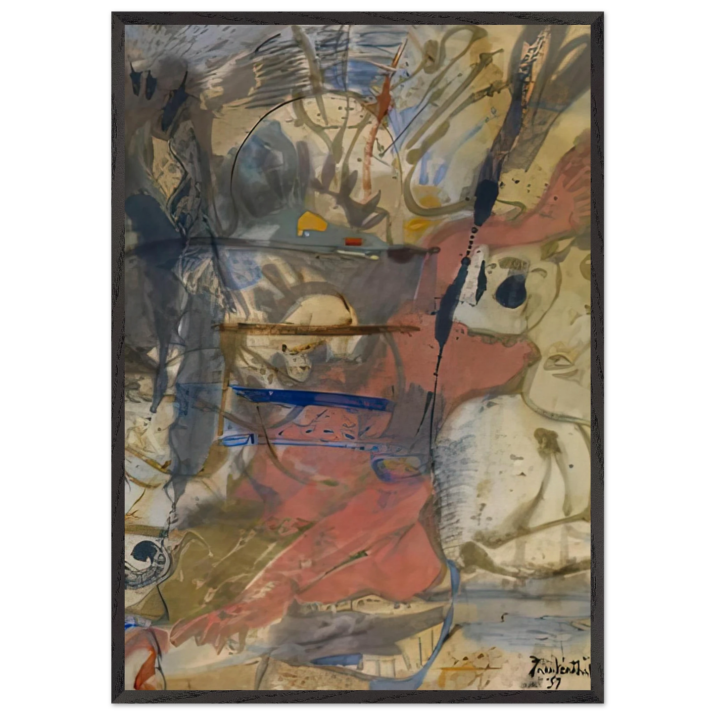 Europa 1957- - Helen Frankenthaler 70x100 cm / 28x40 inches Framed Art Print – Black Wooden Frame