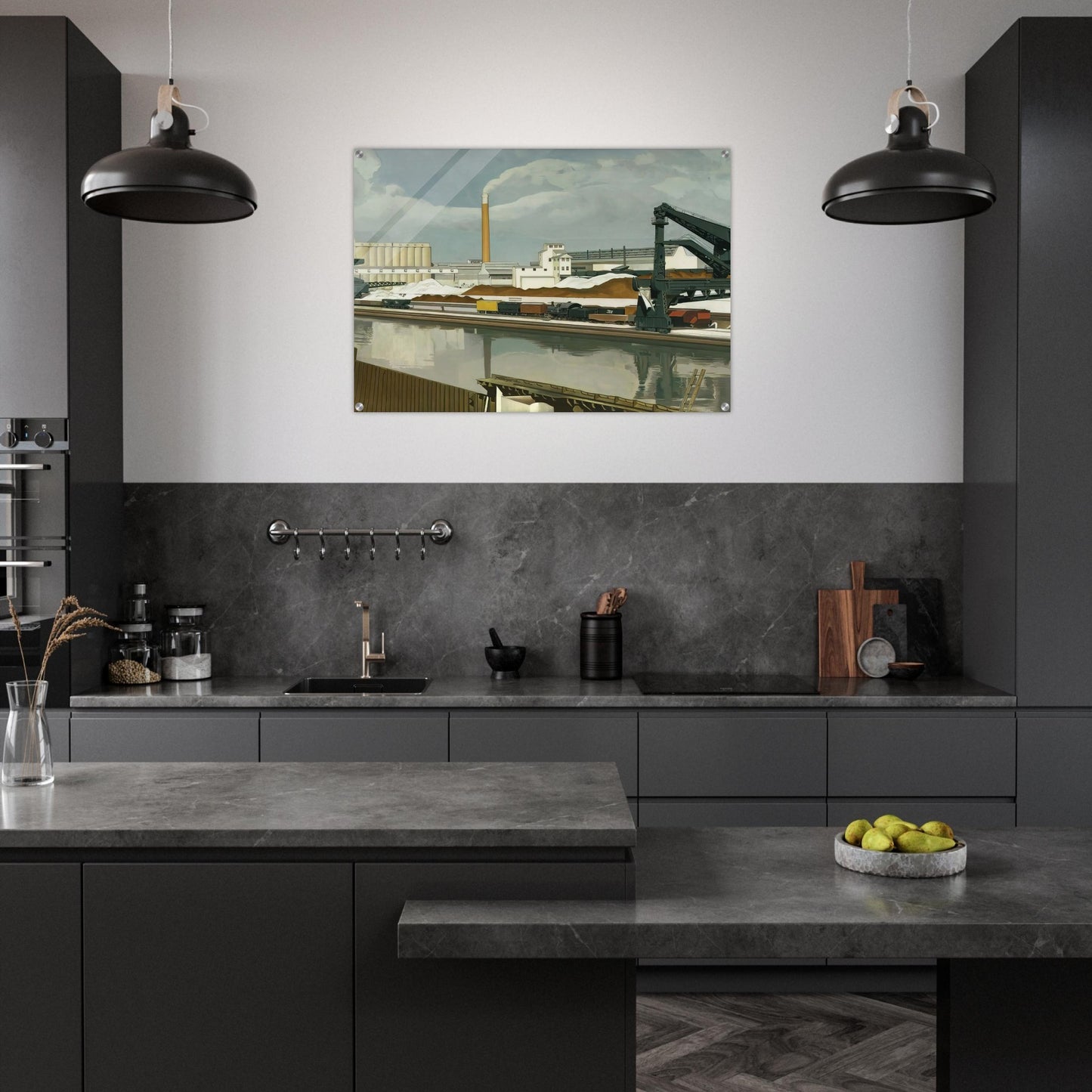 American Landscape - 1930 - Charles Sheeler Acrylic Print - 70x100 cm / 28x40″ inches | Charles Sheeler Wall Art | Charles Sheeler Prints