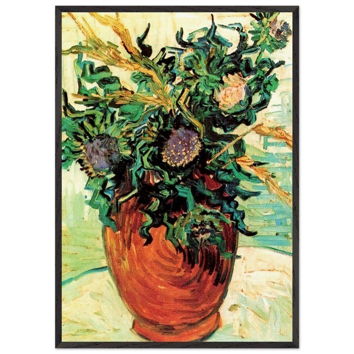 Still Life with Thistles - Vincent van Gogh 70x100 cm / 28x40 inches Framed Art Print – Black Wooden Frame