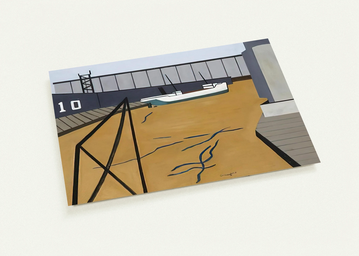 Boat and Grain Elevators - 1942 By Ralston Crawford Pack of 10 Post Cards | Ralston Crawford Post Cards | A6 (10.5 x 14.8 cm) - 4.1 x 5.8 inches