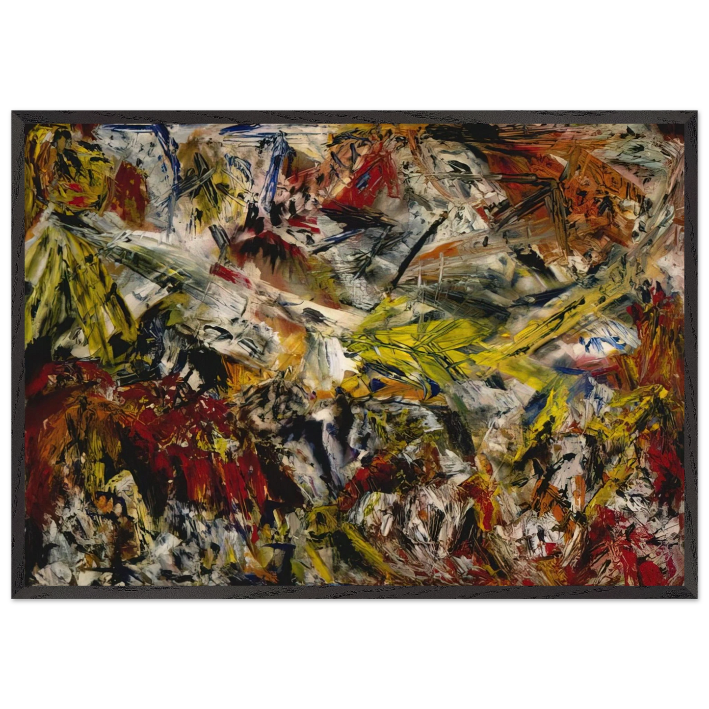 Wall artLe tumulte a la machoire crispee - Marcel Barbeau Framed Art Print – Black Wooden Frame - Default Title - -Framed Art Print