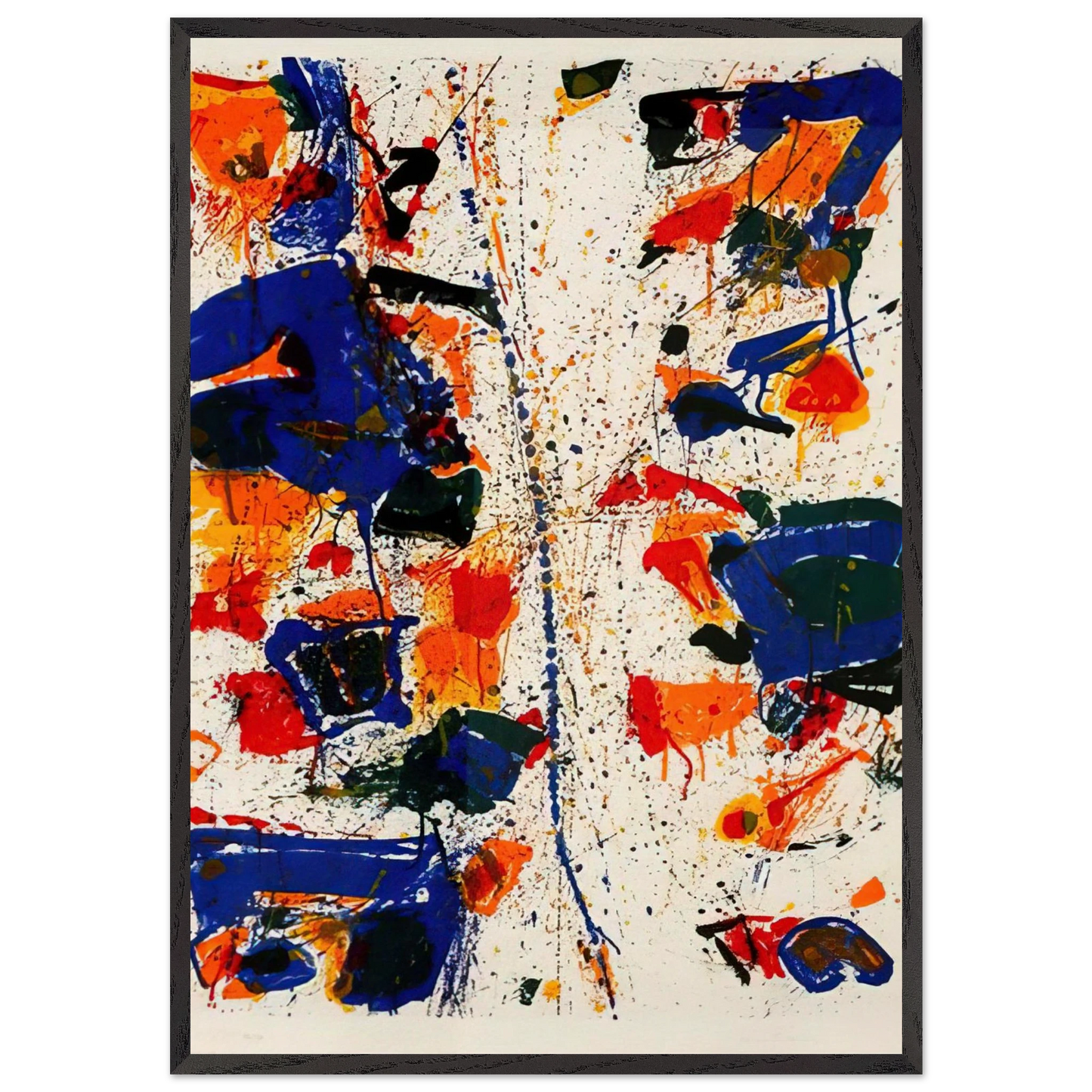 The White Line - Sam Francis 70x100 cm / 28x40 inches Framed Art Print – Black Wooden Frame
