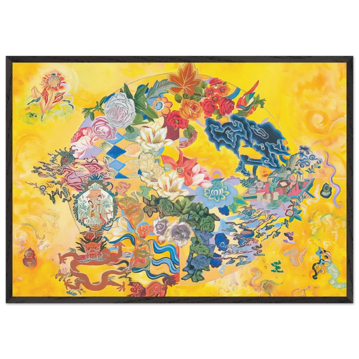 Asian Rendezvous - PD Pattern and Decoration - Miriam Schapiro 70x100 cm / 28x40 inches Framed Art Print – Black Wooden Frame