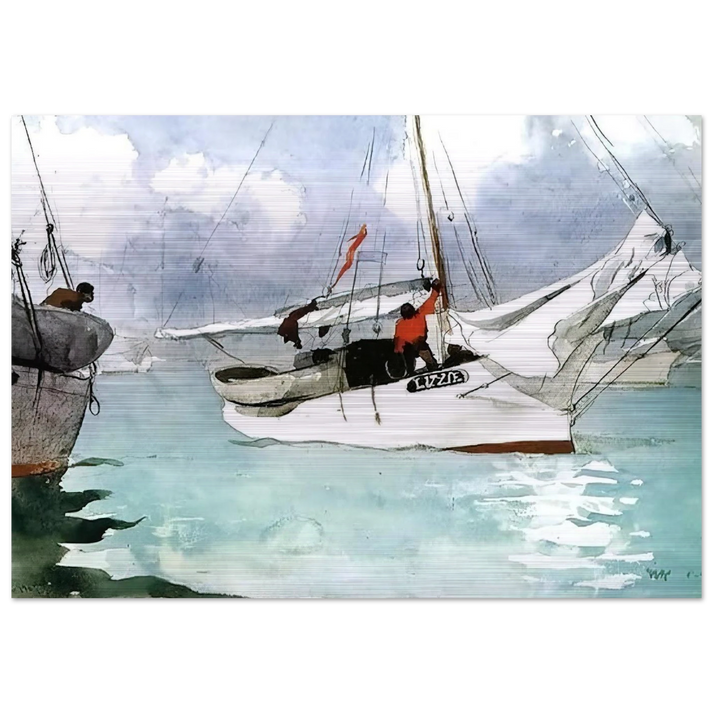 FISHING BOATS KEY WEST - Winslow Homer Brushed Aluminum Print - 70x100 cm / 28x40 inches | Winslow Homer Aluminum Print | Winslow Homer Prints