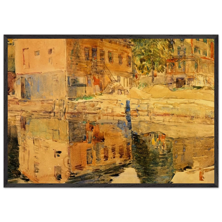 The Mirror Cos Cob Connecticut - Childe Hassam 70x100 cm / 28x40 inches Framed Art Print – Black Wooden Frame