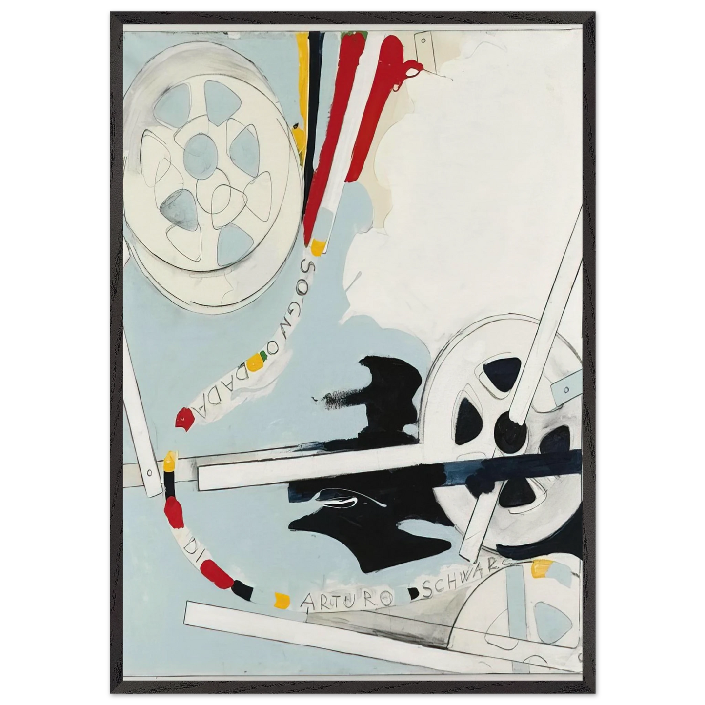 Il Sogno Dada di Arturo Schwarz - 1965 - Mario Schifano 70x100 cm / 28x40 inches Framed Art Print – Black Wooden Frame