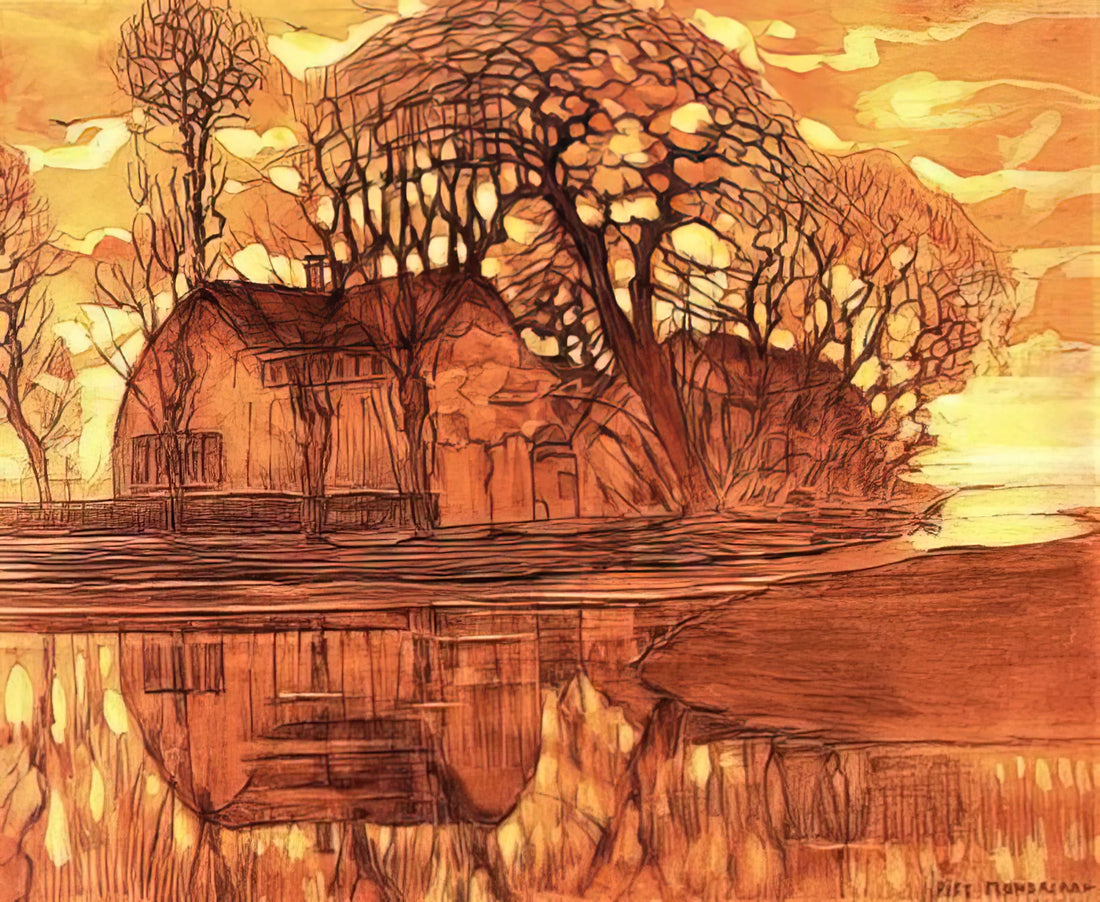 Abstract Art Mondrian: The Evolution of Piet Mondrian's Revolutionary Visual Language - Farm at Duivendrecht by Piet Mondrian