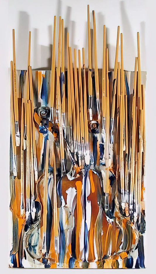 Ad Armani: The Artistic Vision of a Fashion Icon - Paintbrushes  Violin - II - 1980 by Arman
