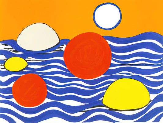 Alexander Calder Framed Canvas Print: A Kinetic Legacy in Your Home - WAVES 1973 by Alexander Calder