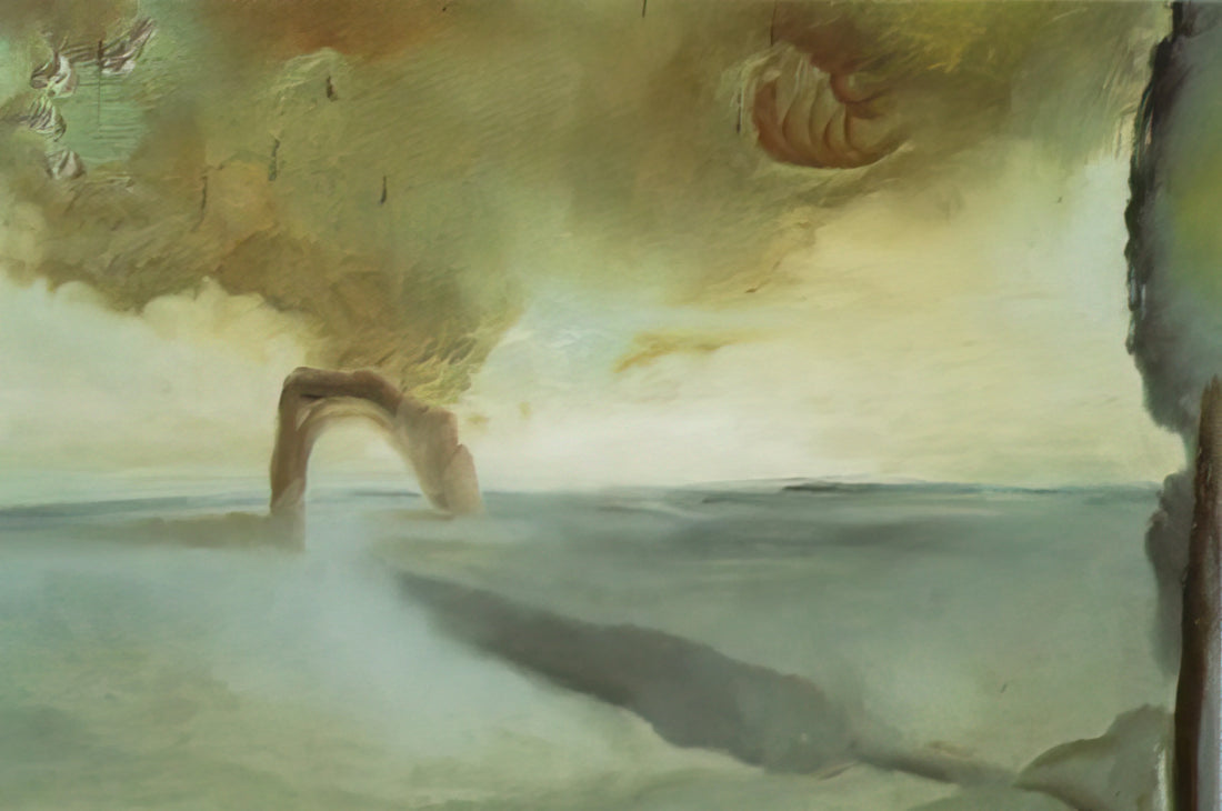 Andy Warhol and Salvador Dalí: A Comparative Study of Two 20th Century Art Giants - LANDSCAPE WITH ROCK IN THE SHAPE OF A TRIUMPHAL ARCH by Salvador Dali
