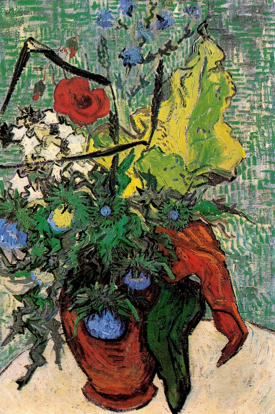 Art by Van Gogh: A Journey Through the Turbulent Genius of Post-Impressionism - Wild Flowers and Thistles in a Vase by Vincent van Gogh