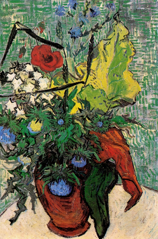 Art by Van Gogh: A Journey Through the Turbulent Genius of Post-Impressionism - Wild Flowers and Thistles in a Vase by Vincent van Gogh