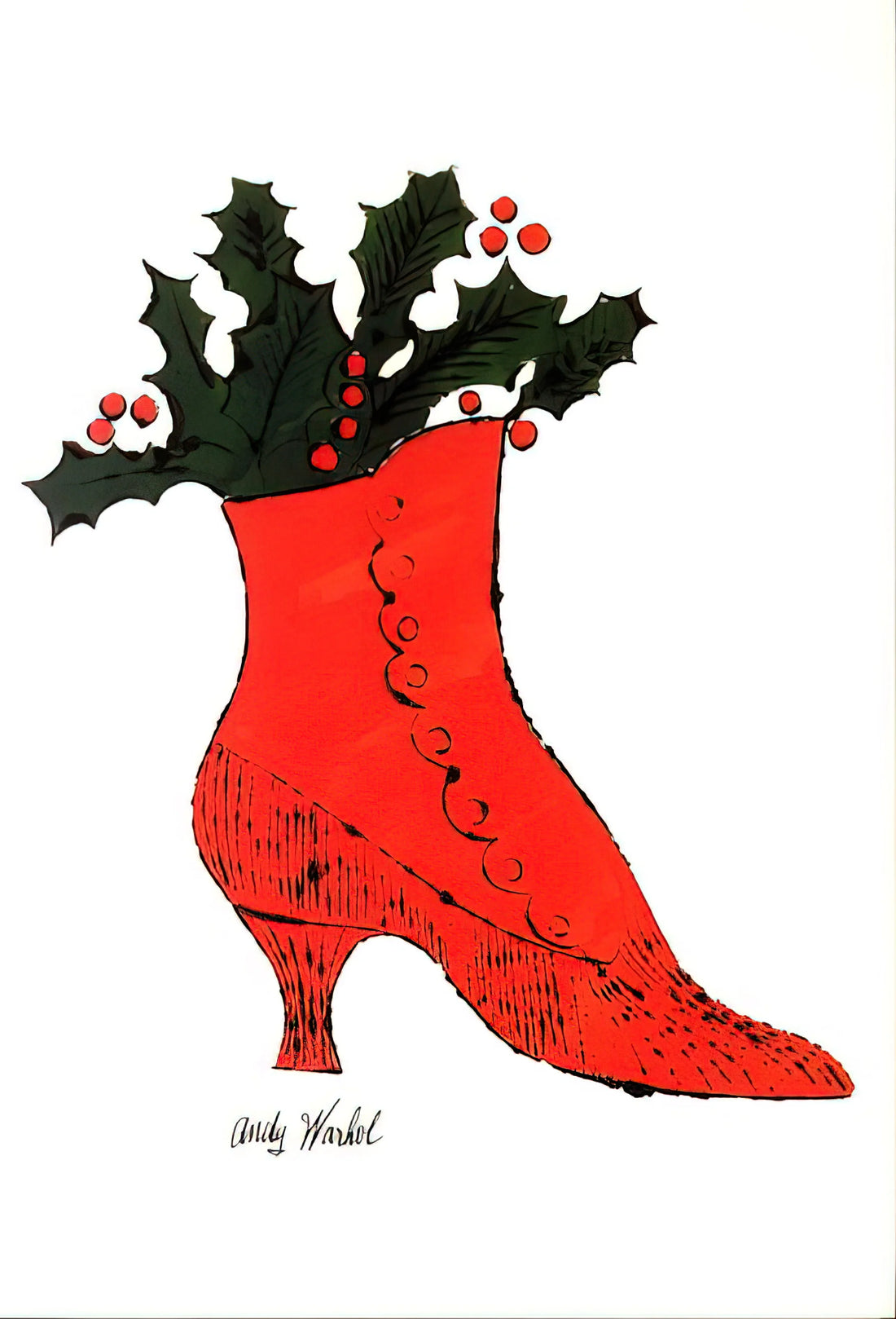 Basquiat x Warhol: The Unlikely Collaboration That Redefined 1980s Art - Untitled  red Boot Wit Holly  by Andy Warhol