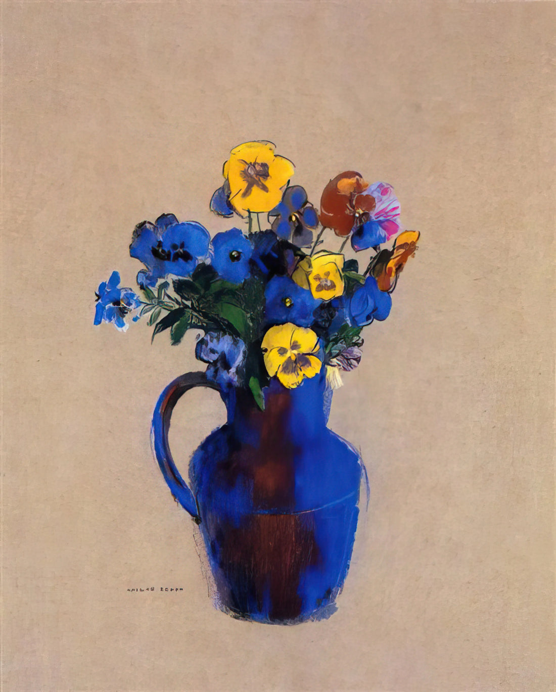 Beyond the Surface: Understanding the Allure of an Odilon Redon Photo - VASE OF FLOWERS PANSIES by Odilon Redon