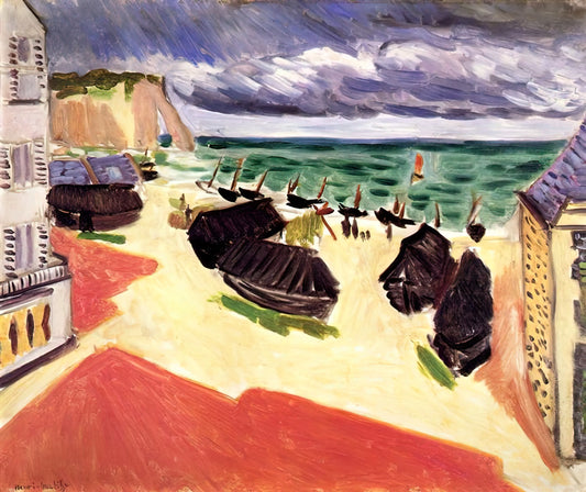 Bonheur Matisse: The Joyful Aesthetic of Henri Matisse's Artistic Vision - FISHING BOATS IN WINTER ETRETAT 1921 by Henri Matisse