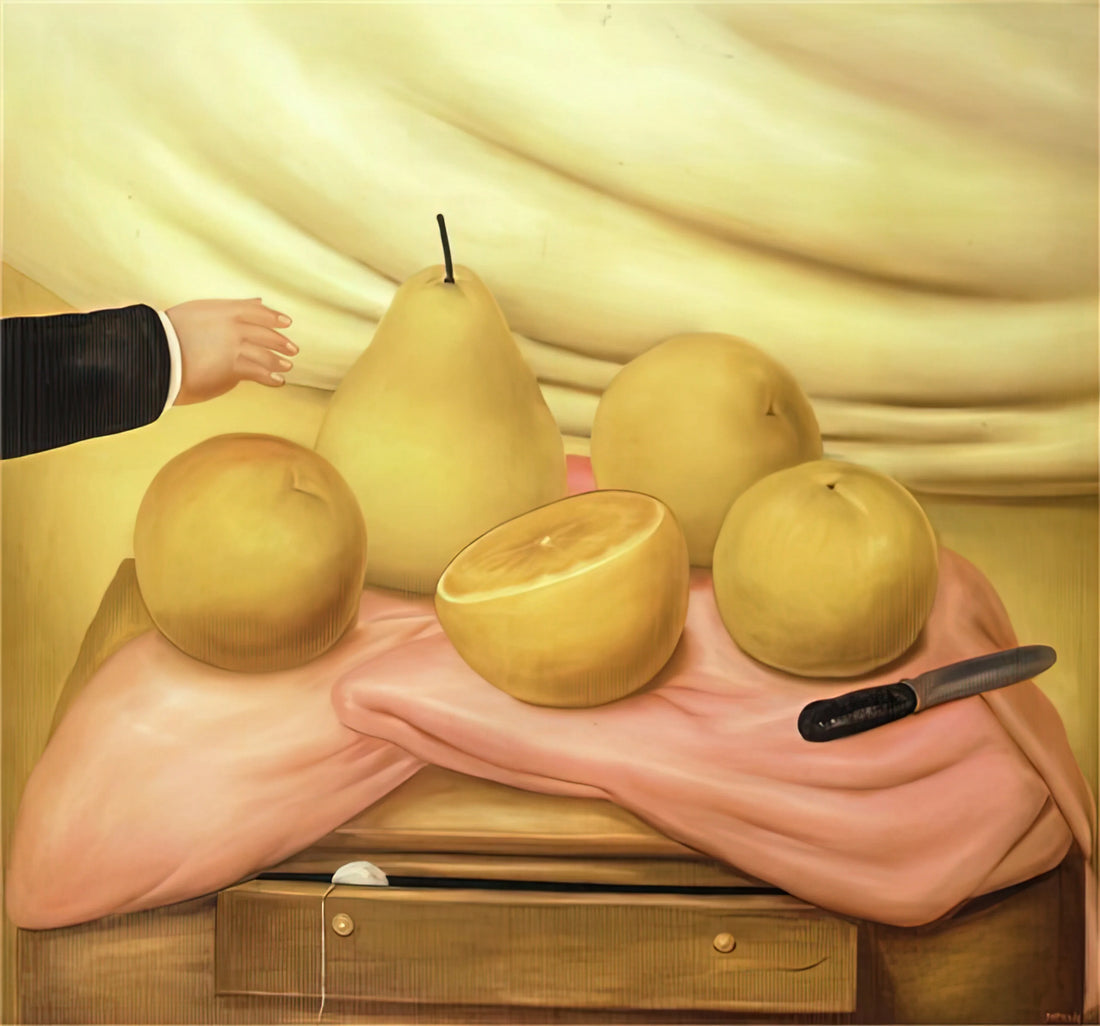 Botero & Picasso: A Study in Contrasting Giants of Modern Art - STILL LIFE WITH FRUITS by Fernando Botero
