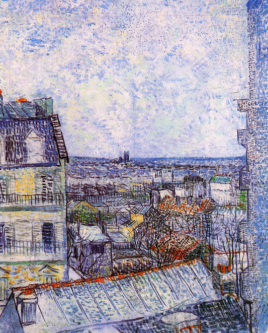 Café Terrace 1888: Van Gogh's Nocturnal Masterpiece of Light and Atmosphere - View from Vincent's room in the Rue Lepic by Vincent van Gogh
