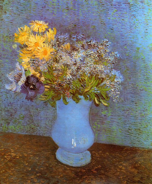 Cafe Terrace at Night: Van Gogh's Starry Vision of Arles - Vase with Lilacs, Daisies and Anemones by Vincent van Gogh