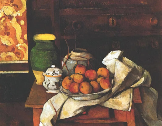 Cézanne Art: The Revolutionary Vision That Built Modern Painting - Still life in front of a chest of drawers by Paul Cézanne