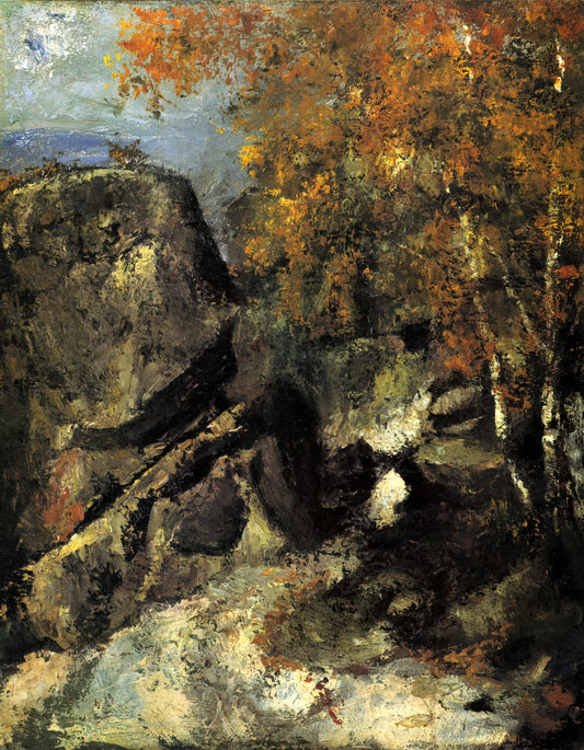 Cézanne's Red Earth: How the Provençal Landscape Forged Modern Art - Rock in the Forest of Fontainbleau by Paul Cézanne