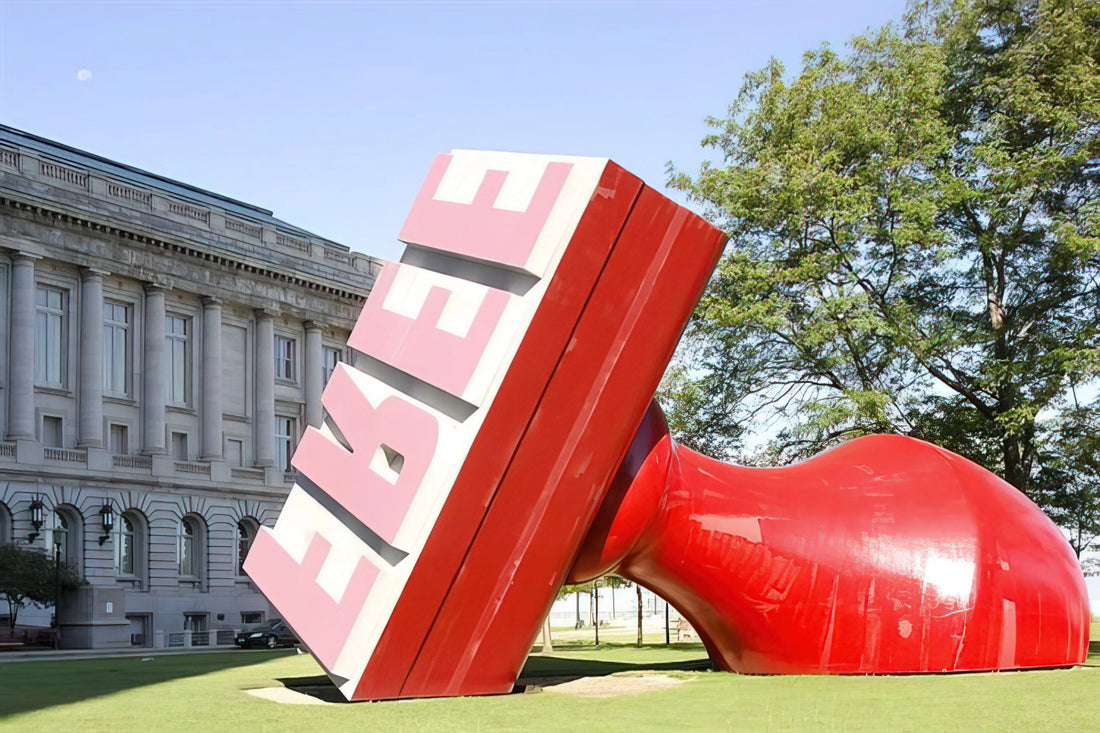 Claes Oldenburg: The Pop Art Visionary Who Transformed the Everyday into Monumental Sculpture - FREE STAMP AT CLEVELAND CITY HALL COLLABORATION WITH VAN BRUGGEN by Claes Oldenburg