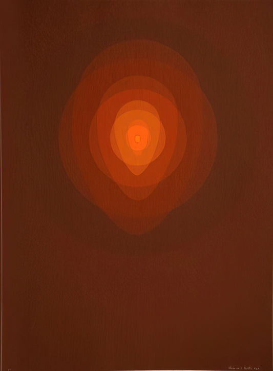 Clarence Holbrook Carter Acrylic Print: A Collector's Guide to Surrealist Mastery - Red Mandala - 1967 by Clarence Holbrook Carter