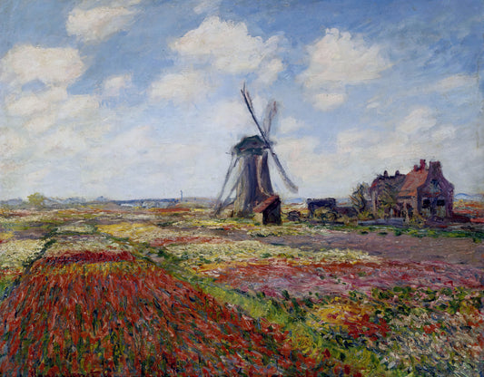 Claude Monet Art Pieces: A Curator's Guide to His Most Iconic Works and Legacy - Fields of Tulip With The Rijnsburg Windmill by claude monet