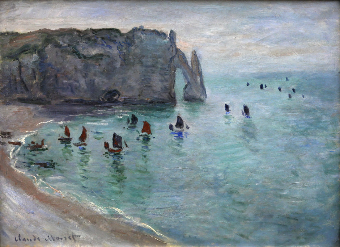 Claude Monet Framed Art: A Curator's Guide to Collecting Impressionist Masterpieces - Etretat the Aval Door Fishing Boats Leaving the Harbour by claude monet