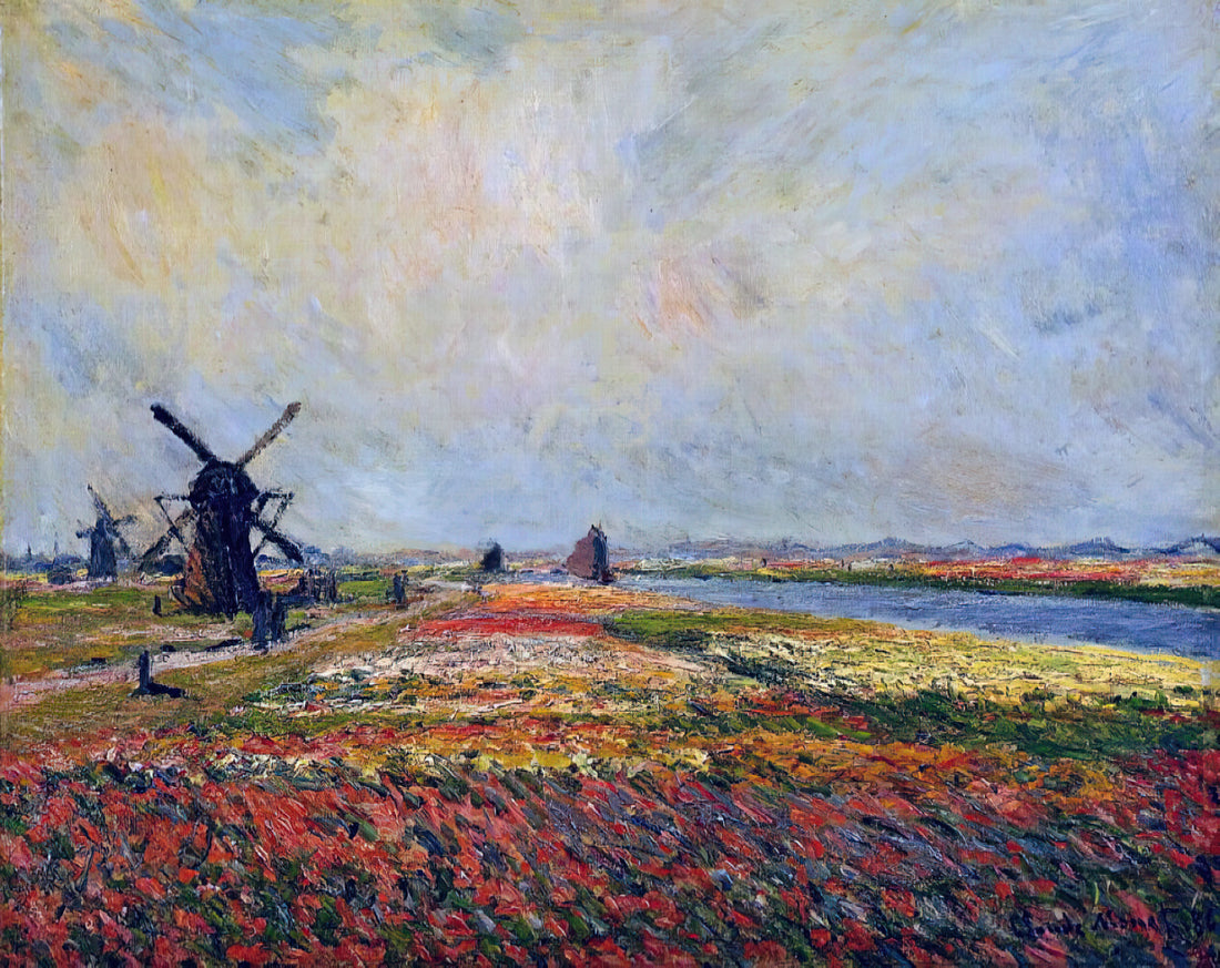 Claude Monet: The Artist Who Painted Water Lilies and Revolutionized Impressionism - Fields of Flowers and Windmills near Leiden by claude monet