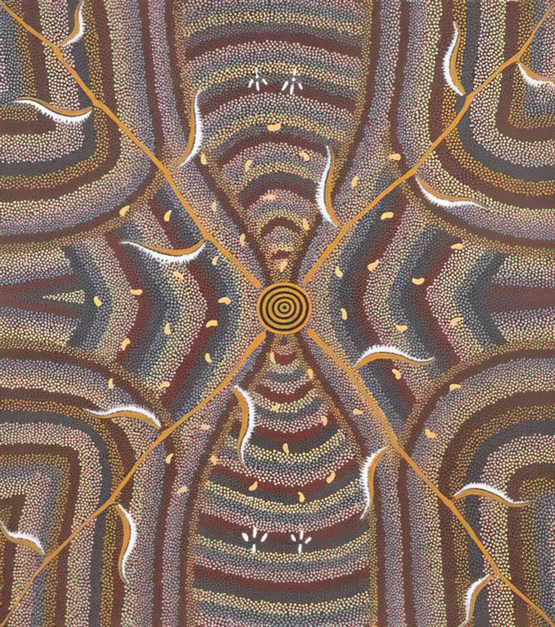 Clifford Possum Tjapaltjarri Brushed Aluminum Print: A Modern Tribute to Aboriginal Mastery - Untitled - 1987 by Clifford Possum Tjapaltjarri