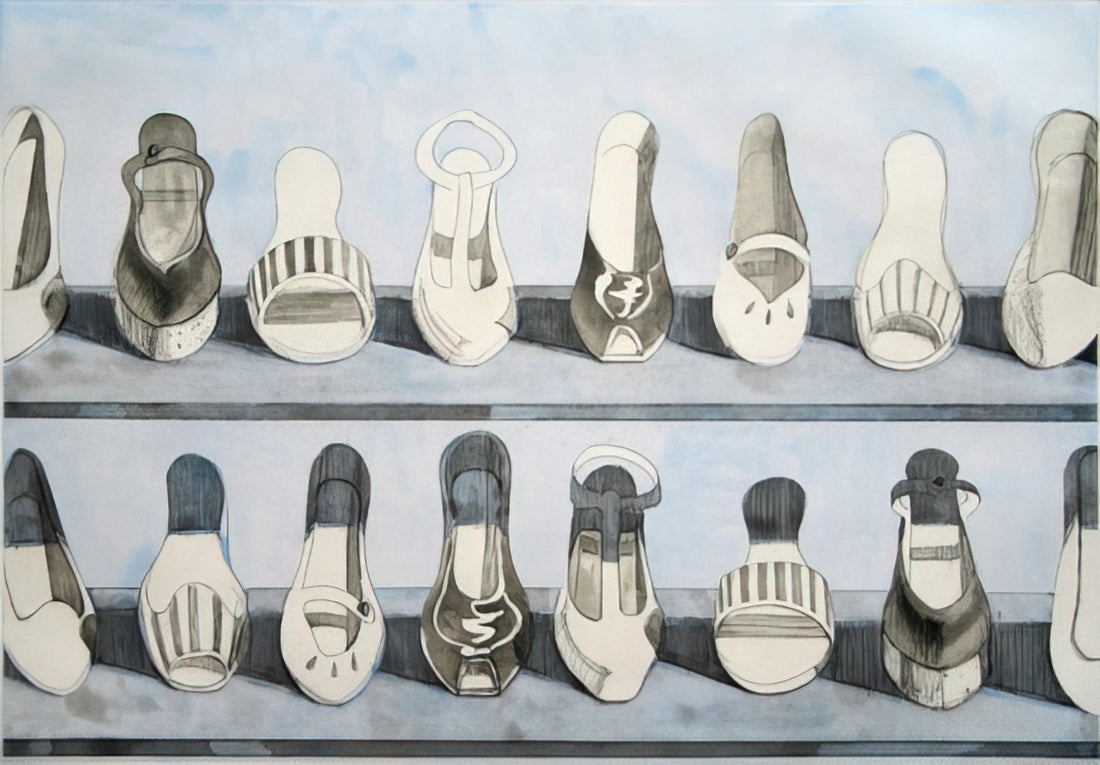 Crown Point Press & Wayne Thiebaud: A Masterful Printmaking Collaboration - Shoe Rows - 1975 by Wayne Thiebaud