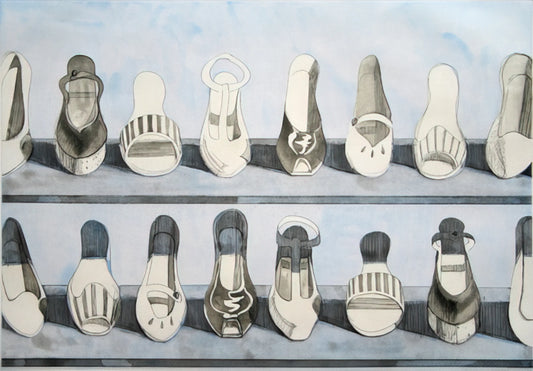 Crown Point Press & Wayne Thiebaud: A Masterful Printmaking Collaboration - Shoe Rows - 1975 by Wayne Thiebaud