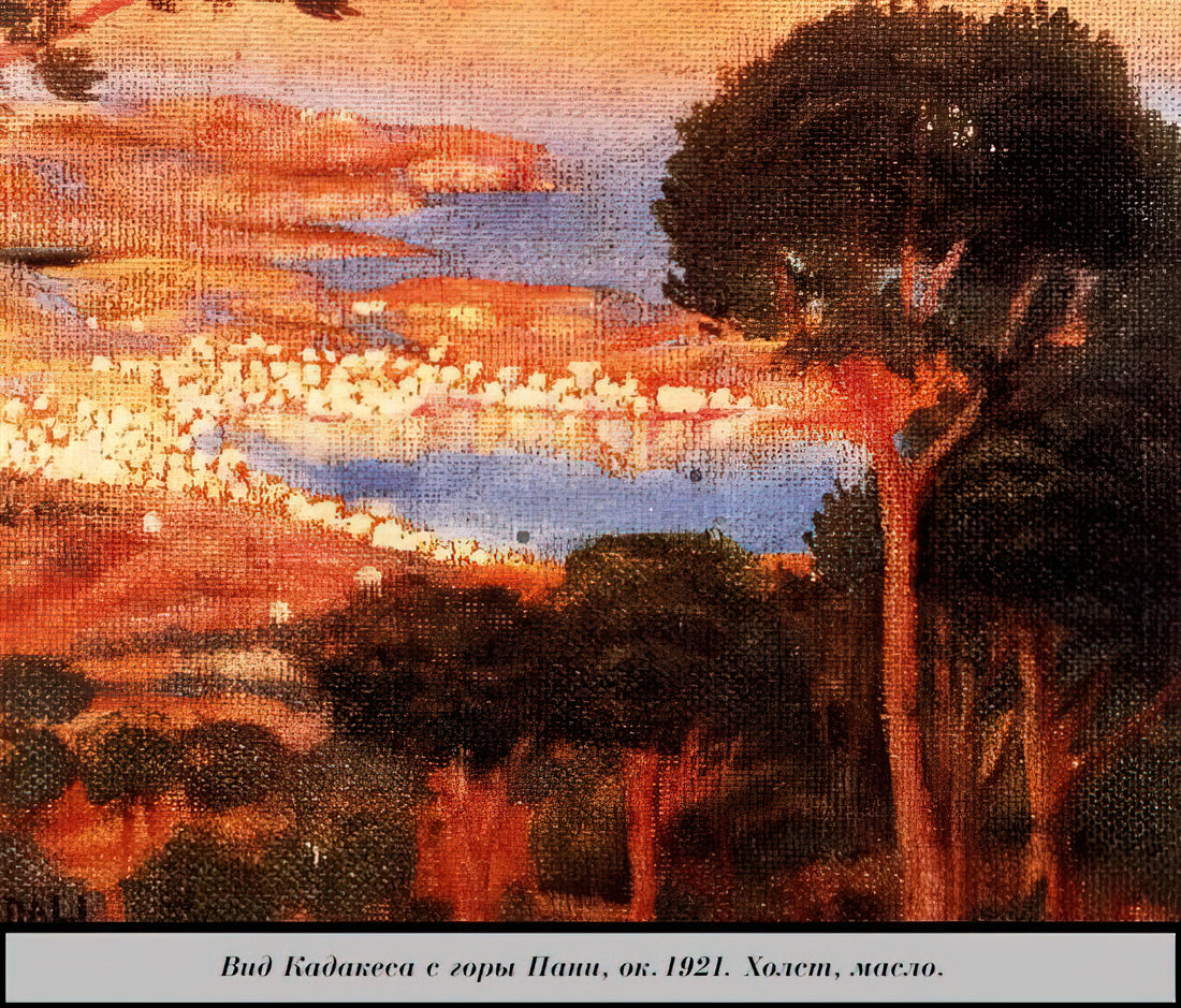 Dali Fleurs: The Surrealist's Botanical Obsession in Art and Symbolism - VIEW OF CADAQU%C3%A9S FROM MOUNT PANI by Salvador Dali