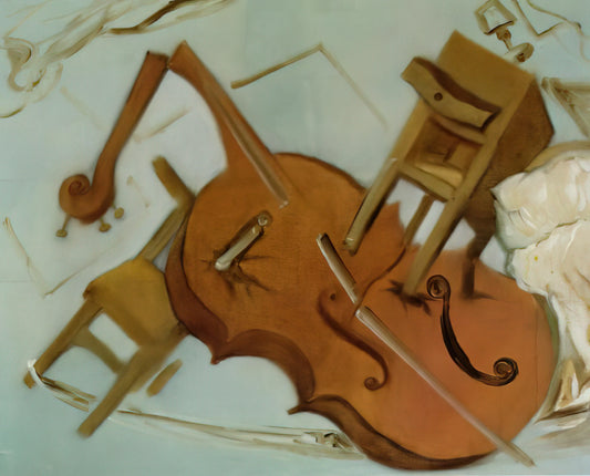 Dali Horse Lithograph: A Surrealist Masterpiece of Myth and Motion - BED CHAIR AND BEDSIDE TABLE FEROCIOUSLY ATTACKING A CELLO by Salvador Dali
