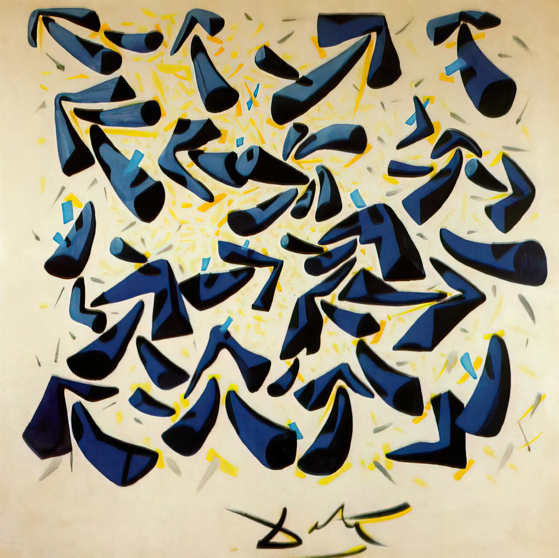 Dali Prints Framed: A Curator's Guide to Collecting and Displaying Surrealist Masterpieces - BLUE HORNS DESIGN FOR A SCARF by Salvador Dali