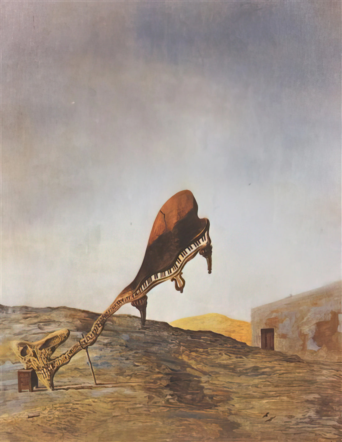 Dali Prints for Sale: A Collector's Guide to Surrealist Masterpieces - SKULL WITH ITS LYRIC APPENDAGE LEANING ON A BEDSIDE TABLE WHICH SHOULD HAVE THE EXACT 1934 by Salvador Dali